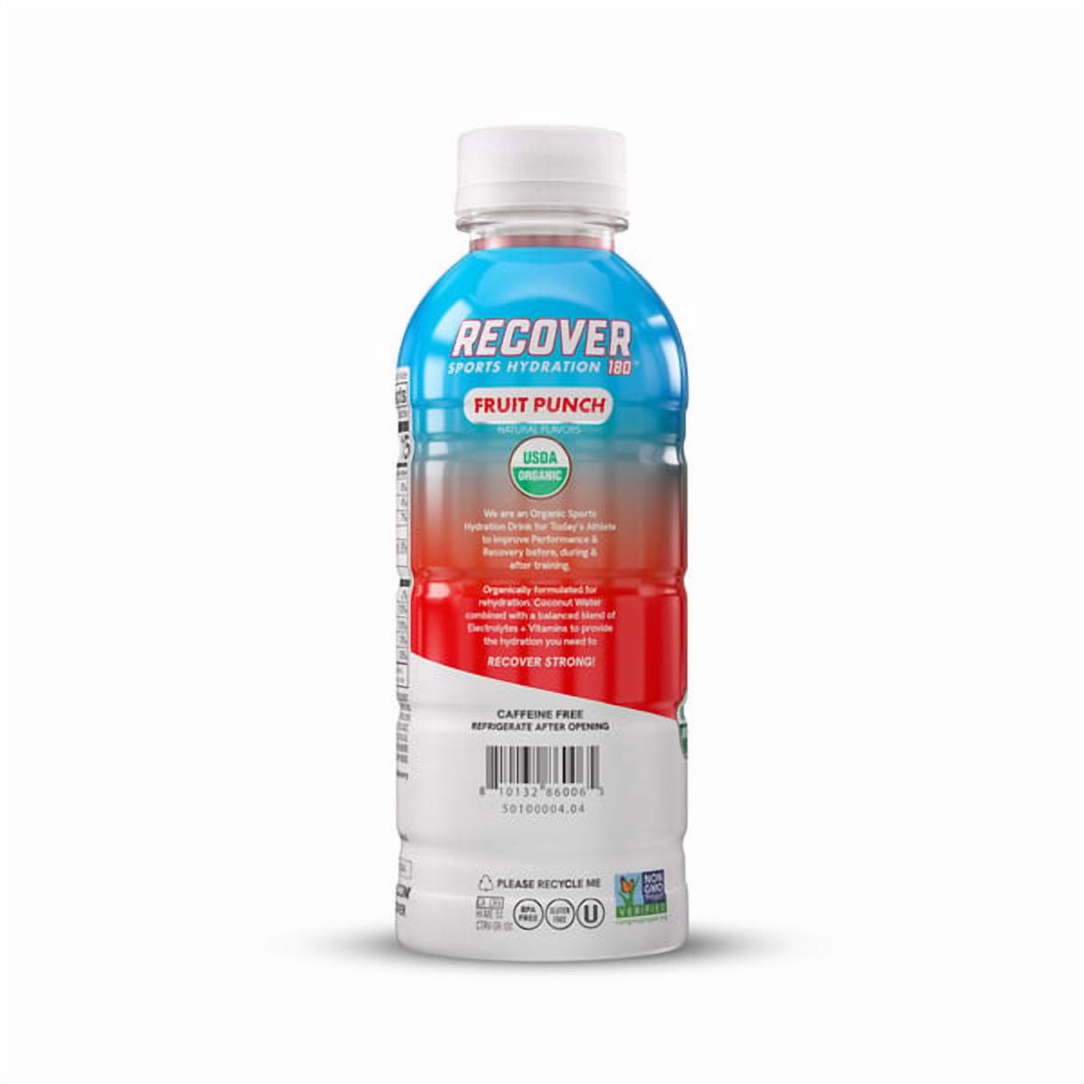 RECOVER 180° Organic Fruit Punch Hydration Drink, 16.9 fl oz Bottles, 8 Pack Electrolyte-Enhanced Recovery Beverage