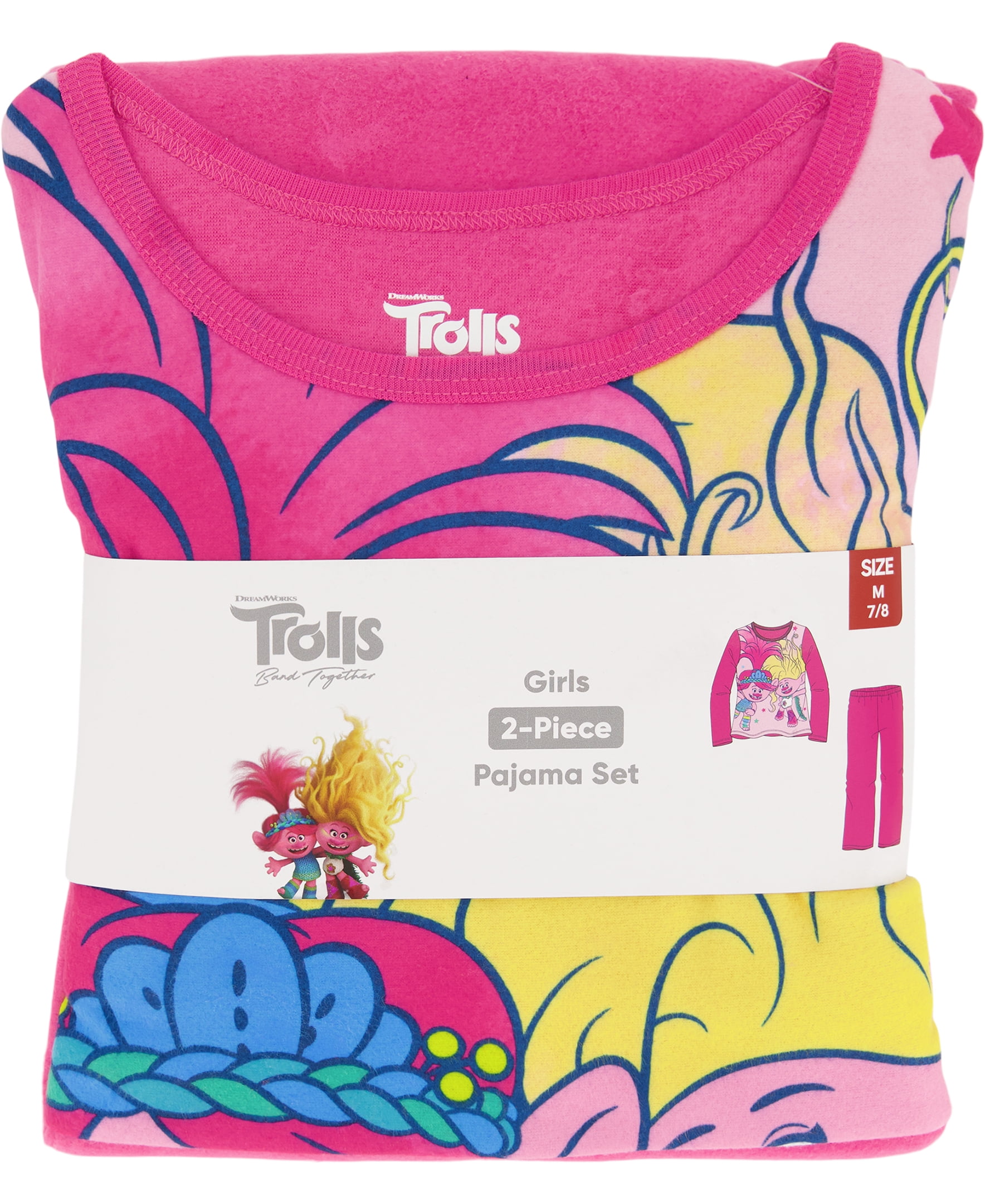 Girls Licensed Character Long Sleeve Top and Pants Sleep Set,  2-Piece, Sizes 4-12