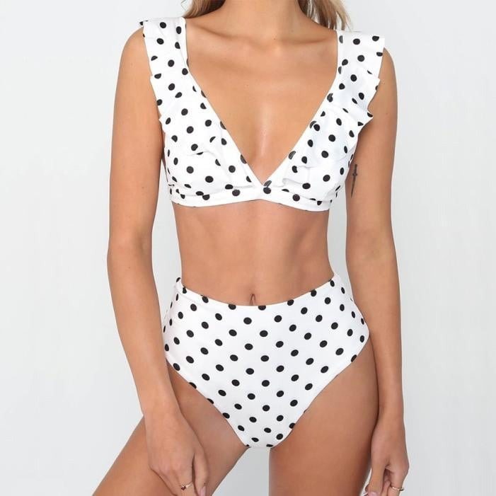 G-Real 2019 New Cute Womens Piece Wave Swimsuit Lotus Leaf Bikini Swimwear Beachwear Bathing Suit 