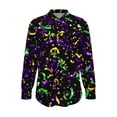 thumbnail image 4 of LEKWK Mardi Gras Shirts for Women Beaded Chain Stripe Button Down Blouses & Button-Down Shirts Long Sleeve Lapel Neck Casual Daily Wear, 4 of 5