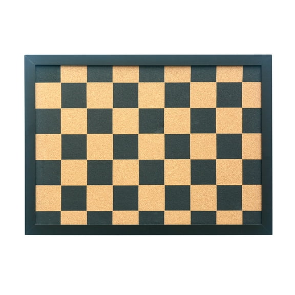 Pen+Gear Checkered Cork Board, Black Wooden Frame, 17" x 23
