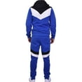 thumbnail image 3 of Riflessi Men's Athletic Sports Casual 2 Piece Color Block Tracksuit Hoodie Jogger Pants Sweatsuit Set (Royal/White/Black, 3XL), 3 of 4