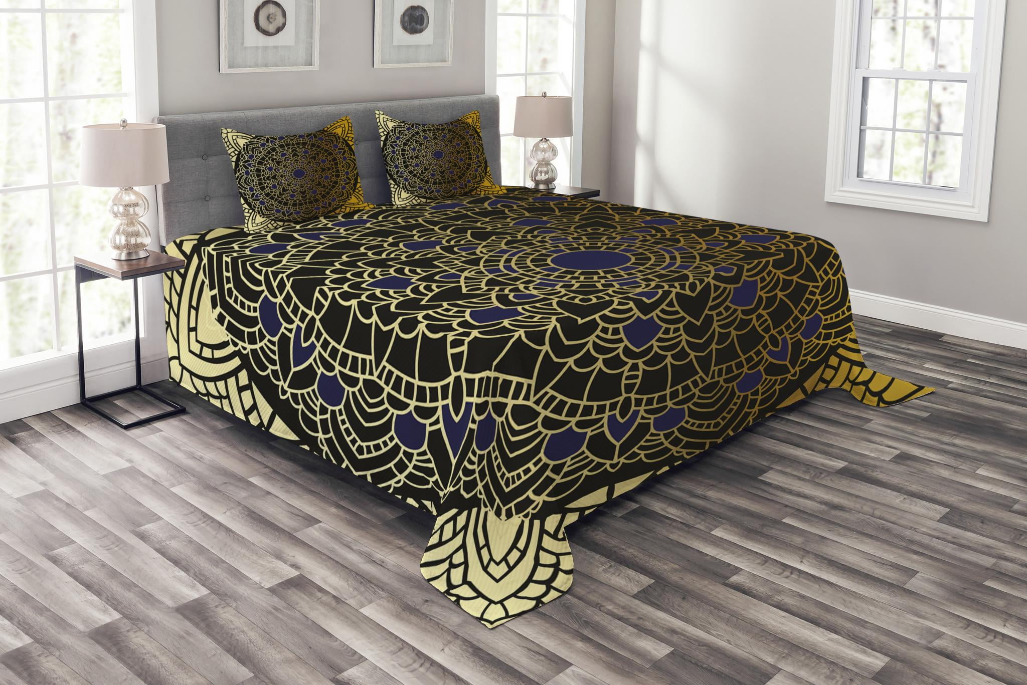 Geometric Wavy Zigzag Print Details about   Chevron Quilted Bedspread & Pillow Shams Set 