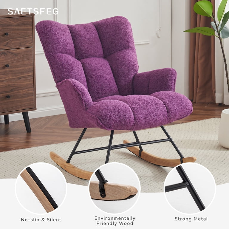 SAETSFEG Teddy Velvet Rocking Chair, Purple photo 4