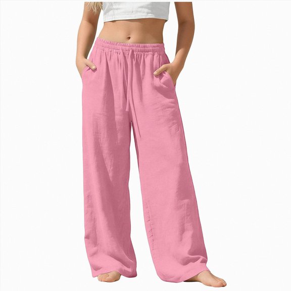 mgoYE Wide Leg Sweatpants Girl Baggy Lounge Casual Pajama Pants Jogger Sweat Pants with Pockets(Pink,13-14 Years)