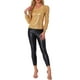 thumbnail image 2 of Top de lentejuelas INSPIRE CHIC para mujer, blusas brillantes con escote en V, M dorado, 2 of 6