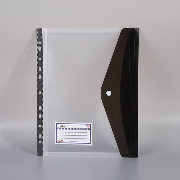 ZOURIH Expandable Poly Binder Pocket, Letter Size, 11 Holes Punched, Index Dividers Pocket Folders Plastic Envelopes Clear Document Folders for Ring Binder(Black)
