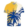 thumbnail image 5 of ZCFZJW Mens Color Contrast Print Summer Beach Hawaiian Shirts Casual Short Sleeve Button up V Neck Collar T-Shirts Trendy Workout Gym Polo Shirts Multicolor#05 L, 5 of 5