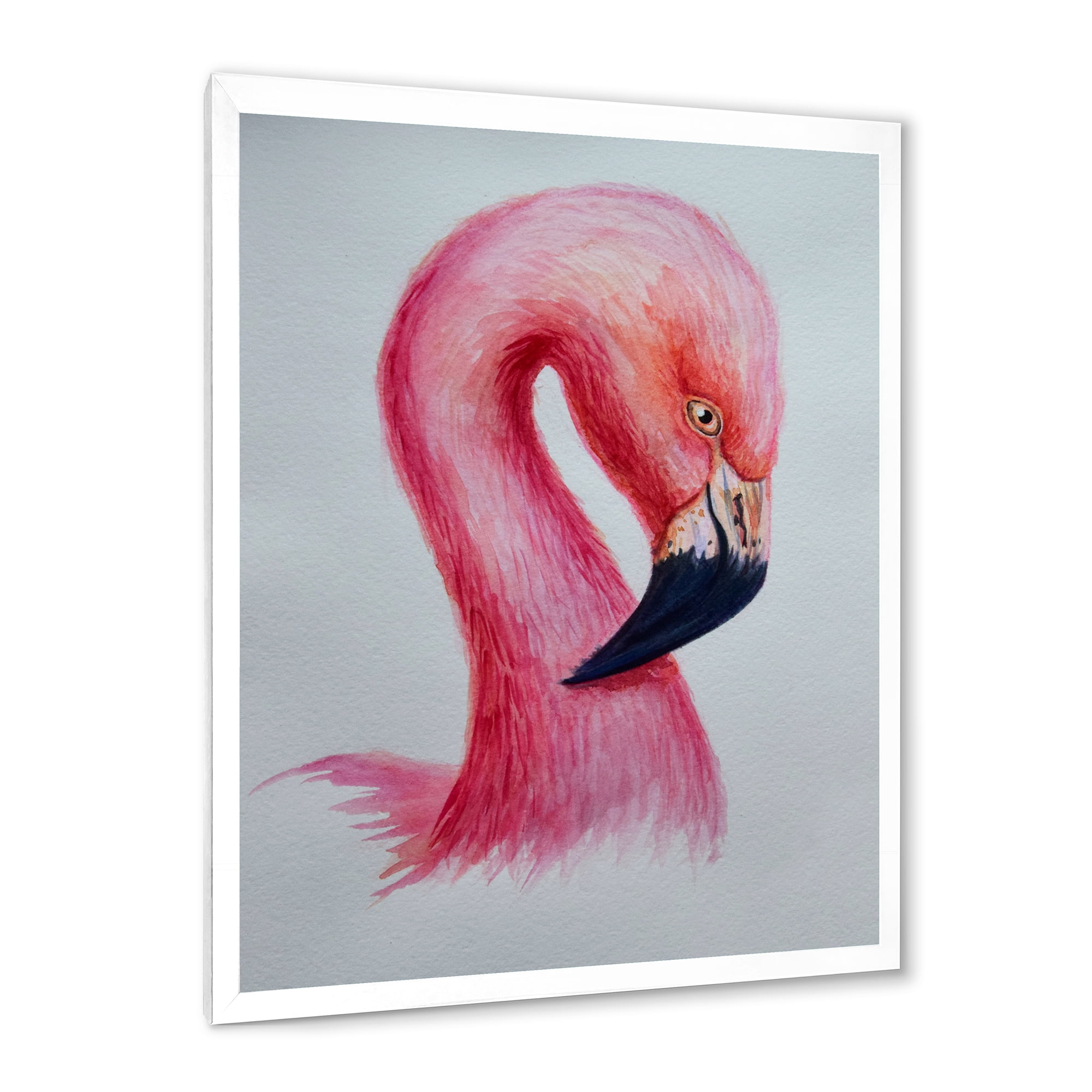 Designart 'Abstract Portrait of Pink Flamingo IV' Farmhouse Framed Art Print