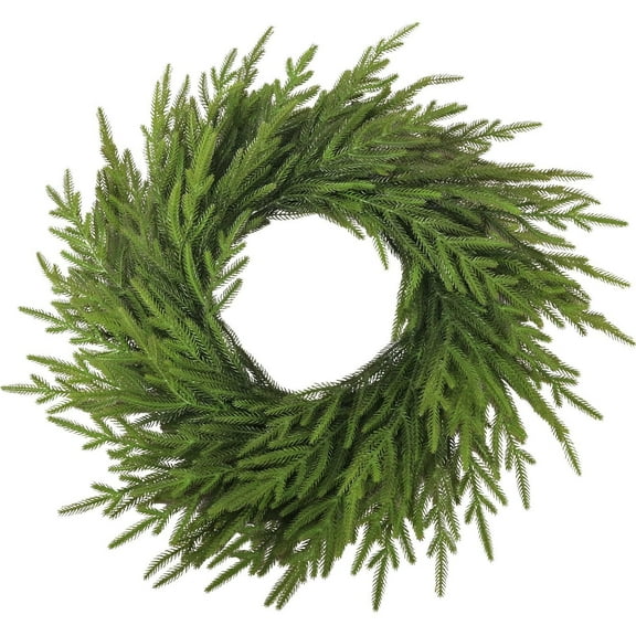 Norfolk Wreath For Front Door Artificial Christmas Wreath Green Faux Wreath For Wall Mantle Outdoor Christmas Decoration