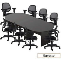 GOF 10 ft. Espresso Conference Room Table with 8 Ergonomic Office Chairs (G11647B) – Durable & Modern Desk Set
