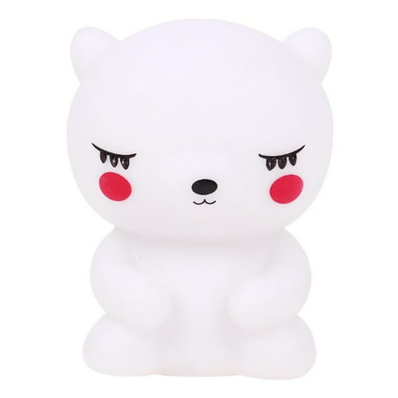 

Cute Little Bear Shaped Silicone LED Night Light - Portable Decor for Kids Room Warm White Glow
