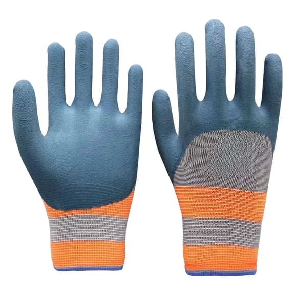 VKLU 1 Pair Blue Nitrile Coated Work Gloves, Cut Resistant & Anti-Slip Grip Safety Mitts, Waterproof Puncture Resistant Gloves for Seafood Handling, Gardening