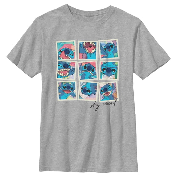 Boy's Lilo & Stitch Stay Weird Portraits Graphic Tee Athletic Heather Large