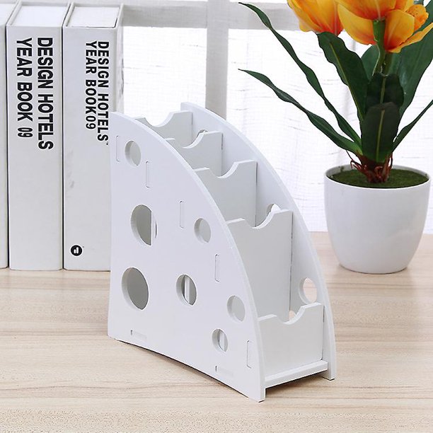 Organizador de control remoto de 4 compartimentos, organizador de control remoto blanco para almacenar varios controles remotos y teléfonos móviles, organizador de control remoto de madera compuesta