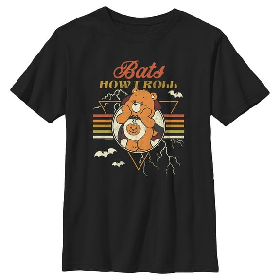 Boy's Care Bears Halloween Trick-Or-Sweet Bear Bats How I Roll Graphic T-Shirt