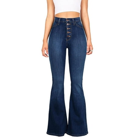 Flared Jeans Cut Pants - Women Vintage High Waisted Flared Bell Bottom Jeans Trendy Denim Pants Trousers