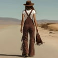 thumbnail image 6 of Western Overalls for Women, Suede Fringe Wide Leg Jumpsuit, Vintage Cowgirl Outfit for Casual Wear and Western Parties Wine, 6 of 9