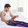 thumbnail image 4 of Yiaed Purple Plant White Tiger Print Men's Lounge Pants, Loose PJ Bottoms, Long Pajama Pants for Men-Medium, 4 of 5