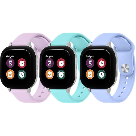 PLUHKN-3 Pack Bands Compatible with Gizmo Watch Band Replacement, Soft Silicone Adjustable Sport Strap Replacement Wristbands for Verizon Gizmo Watch 2 / Gizmo Watch 1 Smartwatch
