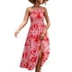 thumbnail image 3 of Vestido Sin Mangas De Un Hombro, Vestido A Media Pierna Con Estampado Floral, Sin Mangas, Suave, A La Moda, Elegante, Informal, Para Fiestas De Vacaciones, Para La Vida Diaria ANGGREK YR32422, 3 of 5