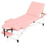 Westice Portable 3-Section Foldable Massage Table with Adjustable Height Face Cradle and Aluminum Frame Ideal for Tattoo Lash Spa Facial and Salon Use Pink