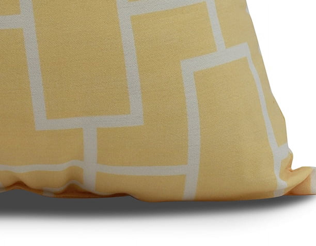Simply Daisy, 18" x 18" Screen Lattice , Geometric Print Outdoor Pillow, Yellow