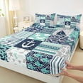 thumbnail image 3 of Feelyou Kawaii Whale Starfish Full Size Sheets for Kids, Cartoon Nautical Anchor Bed Sheets, Green Plaid Buffalo Sheet Sets, Luxury Bedroom Decor, 4 Pieces, 3 of 7