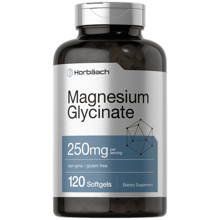 Magnesium Glycinate | 250mg | 120 Softgels | Non-GMO and Gluten Free Supplement | By Horbaach