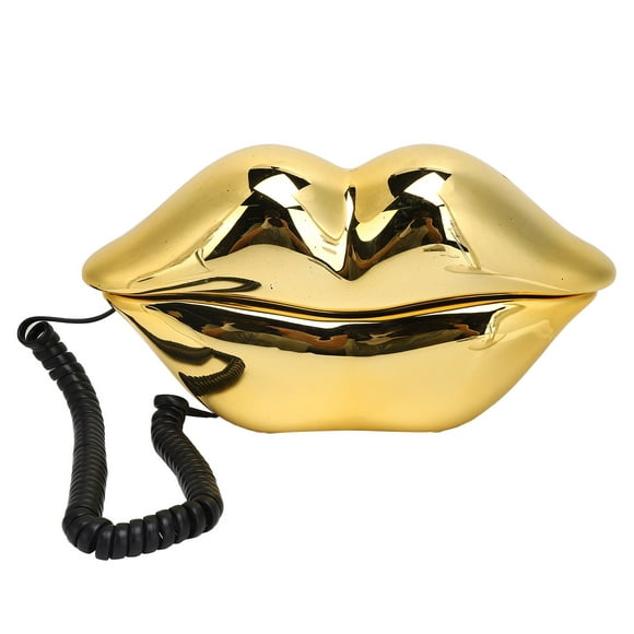 Wired Phone, Desktop Landline Phone Number Storage Lip Shape Telephone Electroplating Golden For Hotel