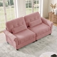 thumbnail image 4 of HUMEHA 69.2" Loveseat Sofa with Ruffled Edge Chenille, 2-Seat Cloud Couch with Rolled Arms & Lumbar Pillow for Living Room, Pink, 4 of 15