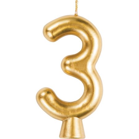 12 Count Bulk Pack Gold Number 3 Candles