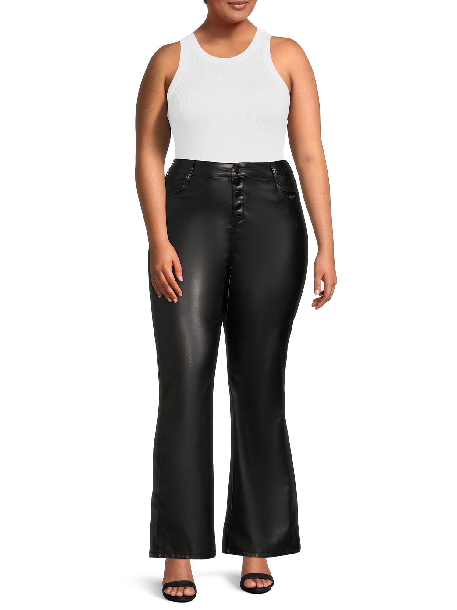 Dollhouse Junior Plus Vegan Leather Flare Pants - Walmart.com
