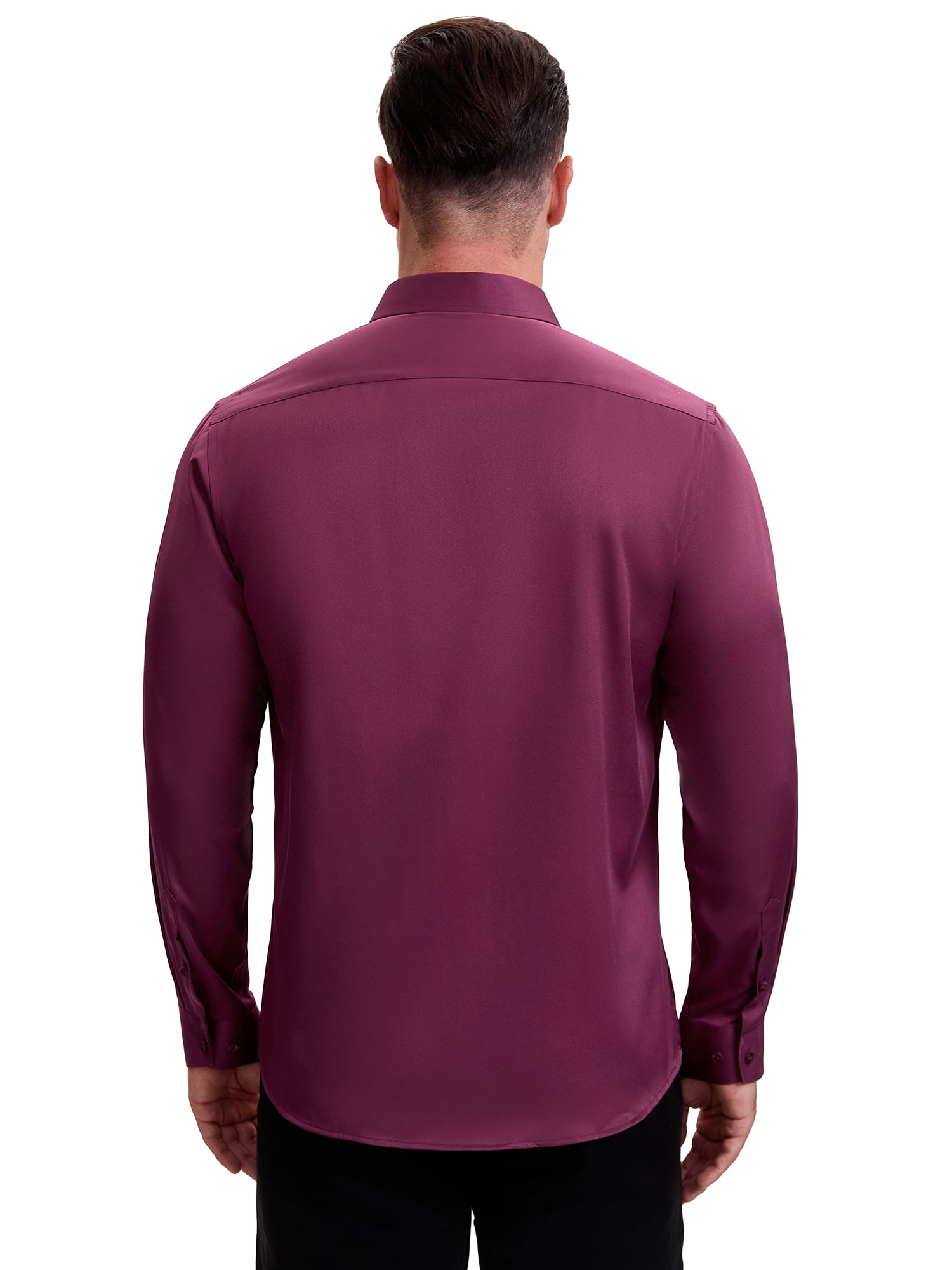 DARING DIVA Men's Point Collar Long Sleeve Button Down Formal Shirts M Burgundy