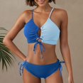 thumbnail image 2 of UTSJKR Womens High Waisted Bikini Sets Color Block Two Piece Swimsuits Beach Fashion V Neck Tummy Control Bathing Suits Blue L, 2 of 6