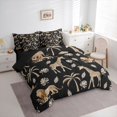 thumbnail image 2 of Castle Fairy Wildlife Giraffe Lion Elephant King Bedding 7pcs,Tropical Jungle Animal King Bed in a Bag,Black Cream,Black Reversible, 2 of 7