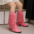 thumbnail image 6 of FRSASU Womens Tassel Decoration Thick Heel Boots,Fashion Metal Decoration Women's mid heel mid top Comfort Boots Pink, 6 of 6