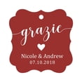 thumbnail image 1 of Darling Souvenir GRAZIE Thank You Wedding Favors Gift Paper Tag Custom Party Hang Tags-Maroon-50 Tags, 1 of 1