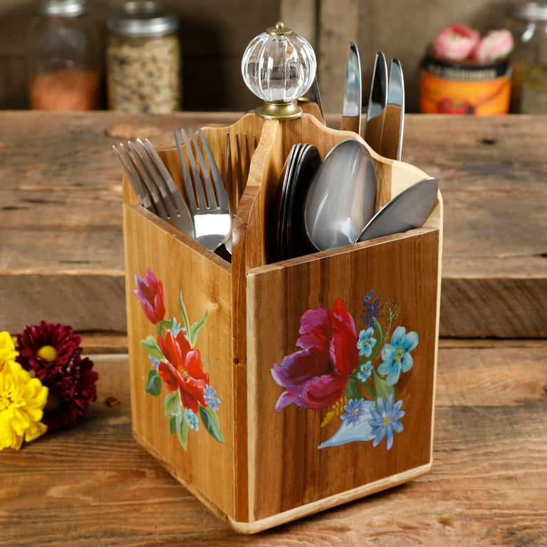 The Pioneer Woman Spring Bouquet 4-Section Acacia Wood Utensil