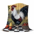 thumbnail image 6 of Black White Vintage Rooster Blanket Soft Cozy Warm Throw Blanket for Couch, Plush Fuzzy Flannel Fleece Blankets for Sofa, Pastoral Animals Watercolor Bed Blankets Lightweight Gifts for Women, 40"x50", 6 of 9