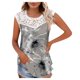 thumbnail image 2 of Fiudx Ofertas Del Día Camisetas Sin Mangas de Encaje con Estampado para Mujer, Camisetas Sin Mangas con Empalme de Cuello Redondo, Camiseta Ligera y Cómoda Delgada, 2 of 5