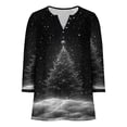 thumbnail image 7 of Womens Christmas 3/4 Sleeve Tops with Buttons V Neck Graphic Tshirts Printed Holiday Outfits Cute Tee Shirts (XL, Black A), 7 of 7
