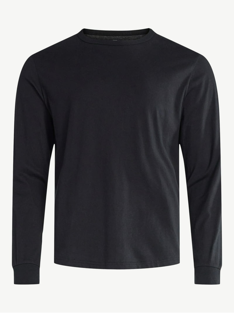 Free Assembly Men's Everyday Cotton Tee with Long Sleeves, Sizes
