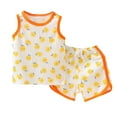 thumbnail image 1 of Hiiyo Newborn Girls Clothes Set Summer Pajamas Cartoon Sleeveless Vest Top Shorts Set, 1 of 3