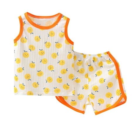 

Kids Toddler Boy Outfits Comfy Baby Clothing Sets Girl Summer Sleeveless Top And Shorts 2 Piece Sleepwear Lightweight Casual Infant Playwear Suits YE2 4-5 Years