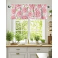 thumbnail image 2 of Curtain Valance for Windows,Farmhouse Pastoral Flower Leaf Kitchen Valances Rod Pocket Short Curtains,Seamless Pink Rose Floral Window Treatment Panel for Bedroom Bathroom 42x12in, 2 of 9