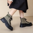 thumbnail image 3 of NECHOLOGY Botas Mujer Zapatos Botines de mujer Zapatos de mujer Botas largas hasta el tobillo de moda Tacones gruesos Botas largas de gamuza plisadas por encima de la rodilla (Green, 6), 3 of 4