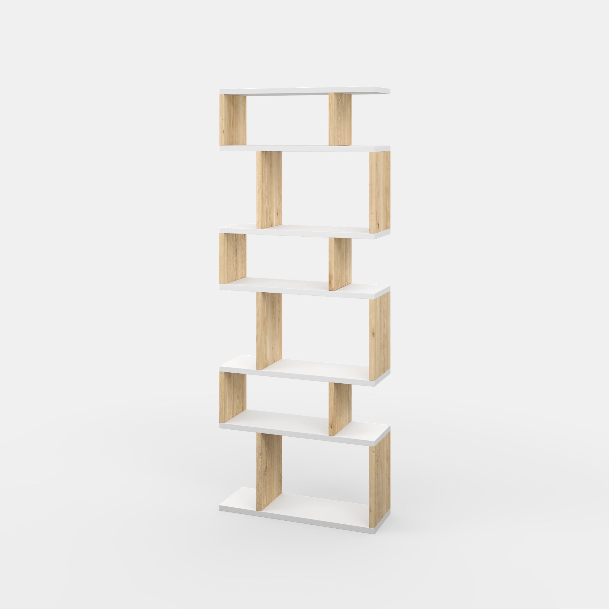 Ada Home Decor Bates Multiple Tier Open Shelf Cube Bookcase, Oak/White