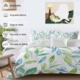 thumbnail image 3 of Green Blue Leaf Bedding Duvet Cover Set Queen Size 4 Pieces Watercolor Eucalyptus Leaves Fall Bedding Set with Zipper Closure, 1 Comforter Cover 90x92 Inches 1 Flat Sheet & 2 Pillow Cases, 3 of 7