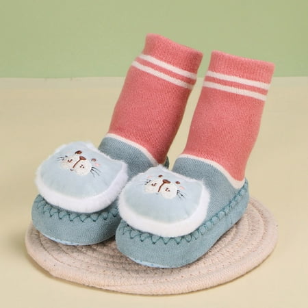 

FZM Christmas Children Toddler Shoes Autumn And Winter Boys And Girls Cute And Comfortable Floor Sports Shoes And Socks Flat Non Slip Warm